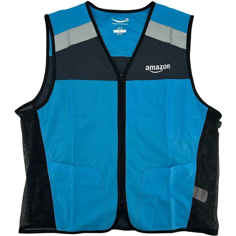 NWOT Adult Amazon LULY YANG DSP High Visibility Safety Uniform Full Zip Vest XL